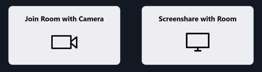 Room link without solo or scene shows Join Room with Camera and Screenshare with Room choices.