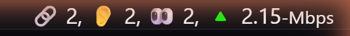 Header readout showing connection count, audio streams, video streams and upload bitrate